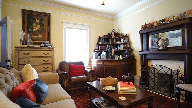 Living room with fireplace