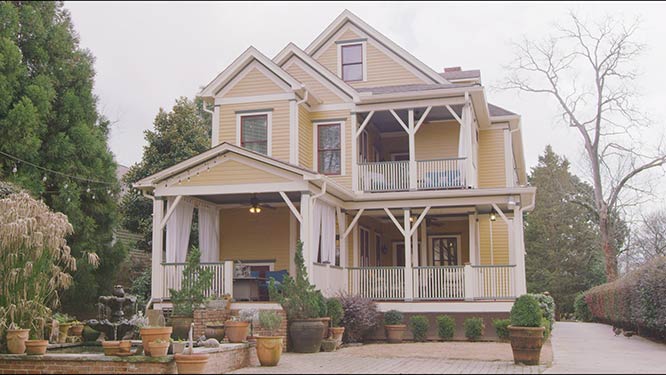 Huge yellow house exterior